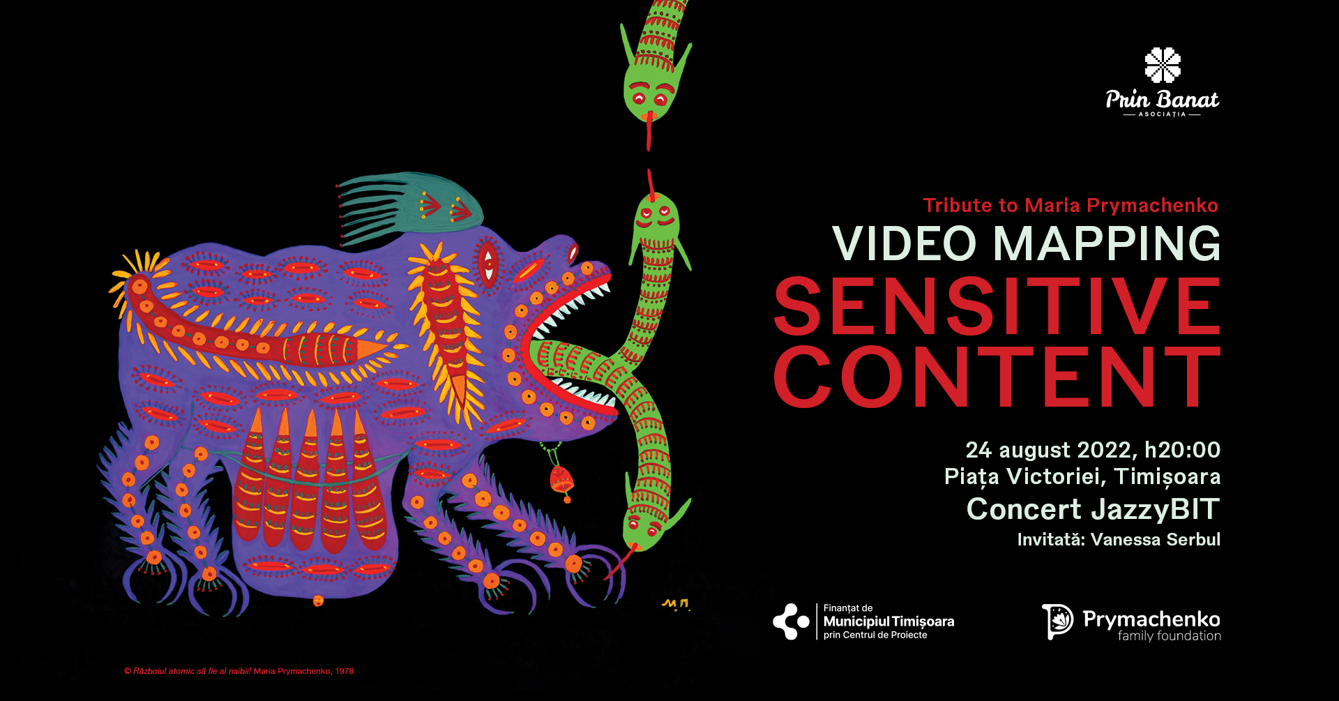 Sensitive Content / Videomapping Performance,  evenimentul care proiectează arta Mariei Prymachenko pe clădirea Operei Naționale Române din Timișoara